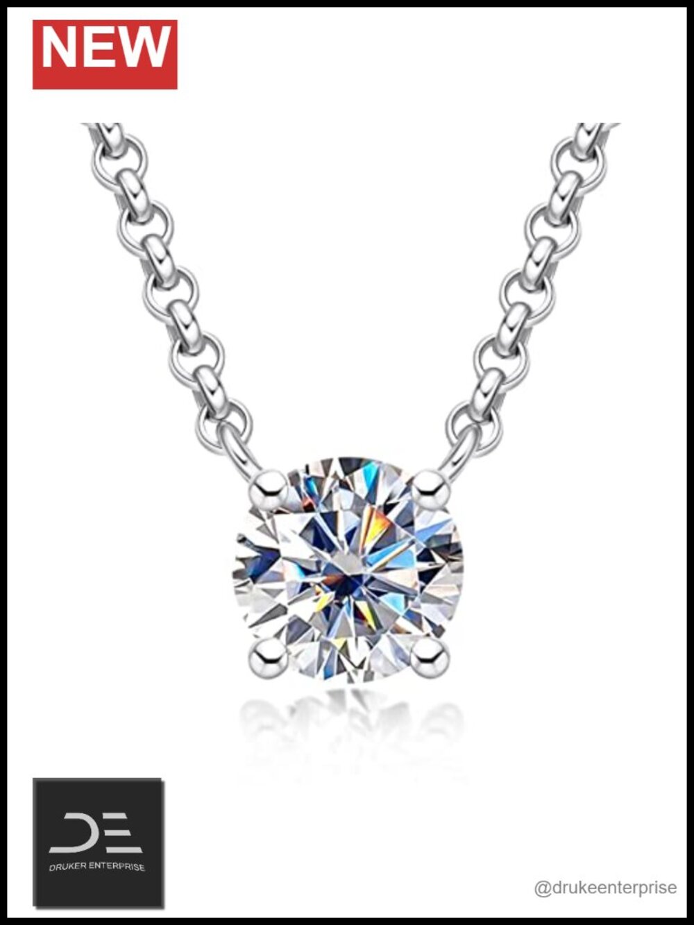 2 Carat D Color Moissanite Pendant Necklace 925 Sterling Silver